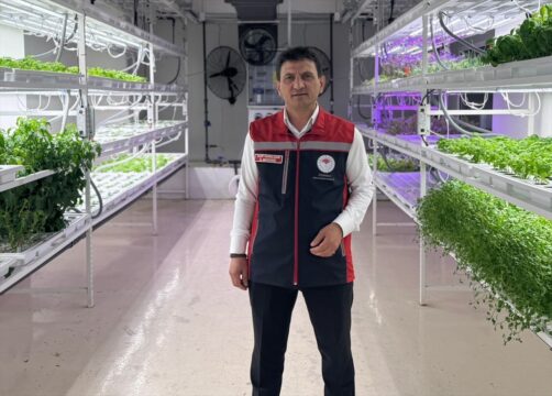 İstanbullu çiftçinin biber fidesi Kapalı Dikey Tarım Uygulama Merkezi'ndeki yerli üretimden geliyor